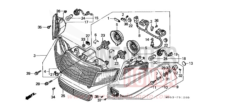 SCHEINWERFER (1) von GL1800 SCHWARZ-Z (NH1Z) von 1991