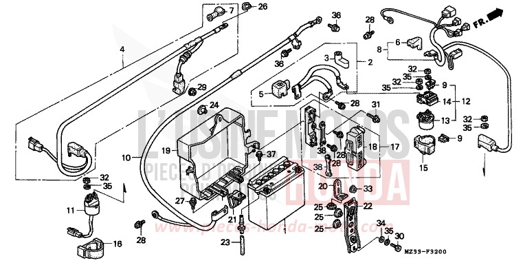 BATTERIE von GL1800 PHANTOM GRAY METALLIC (NH215) von 1993