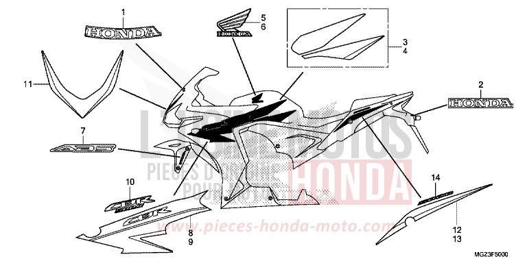 MARKE/STREIFEN (CBR500RD/RAD) (CBR500RE/RF/RAE/RAF-CH) von CBR500R GRAPHITE BLACK (NHB01) von 2013