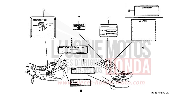 WARNETIKETT (2) von GL1800 PEARL SIERRA GREEN (G156) von 1994