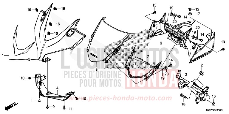 OBERER WINDLAUF von CBR500R MILLENNIUM RED (R263) von 2013