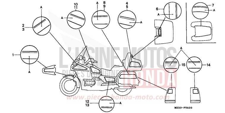 STREIFEN (GL1500SEP/SER/SES/SET) von GL1800 PHANTOM GRAY METALLIC (NH215) von 1994