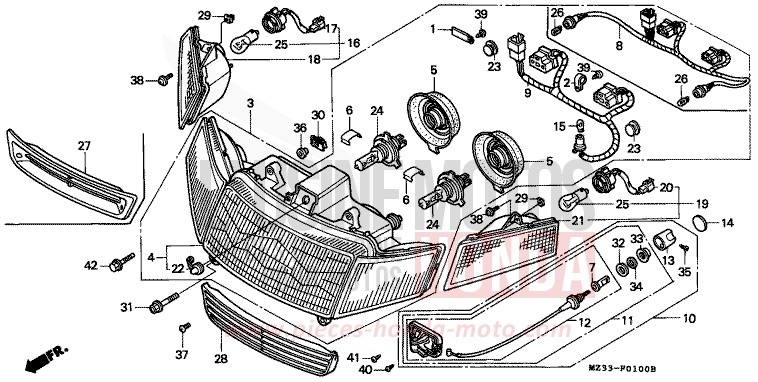 SCHEINWERFER von GL1800 CANDY SPECTRA RED (R176K) von 1996