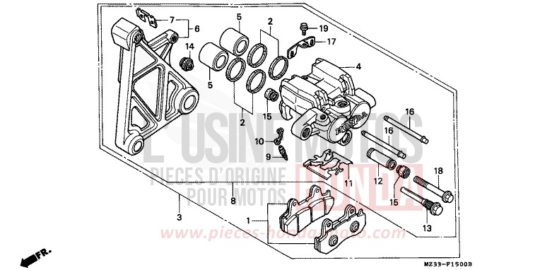 HINTERRAD-BREMSSATTEL von GL1800 PEARL SIERRA GREEN (G156G) von 1996