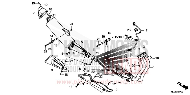 ABGAS-SCHALLDAEMPFER von CBR500R SEAL SILVER METALLIC (NHA14) von 2013