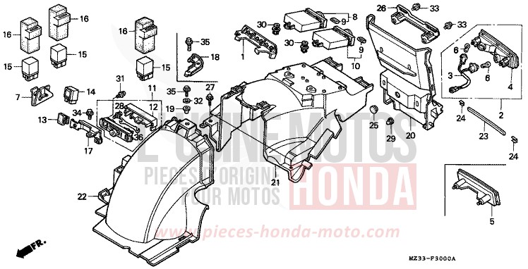 KOTFLUEGEL, HINTEN von GL1800 PEARL SIERRA GREEN (G156G) von 1996
