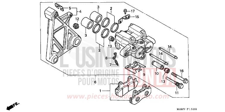 HINTERRAD-BREMSSATTEL von GL1800 CANDY SPECTRA RED (R176K) von 1998