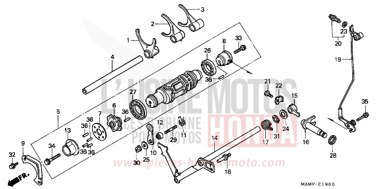 SCHALTTROMMEL/SCHALTGABEL von GL1800 BLACK (NH1E) von 1999