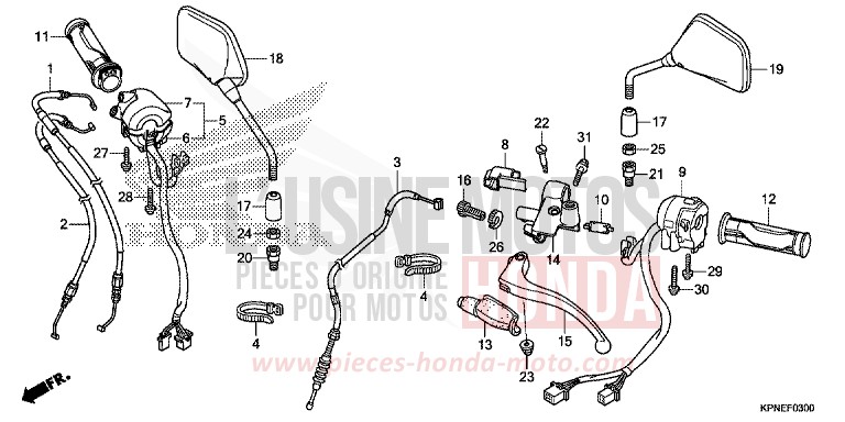 HEBELGRIFF/SCHALTER/KABEL von CBF125 PEARL TWINKLE YELLOW (Y202) von 2015
