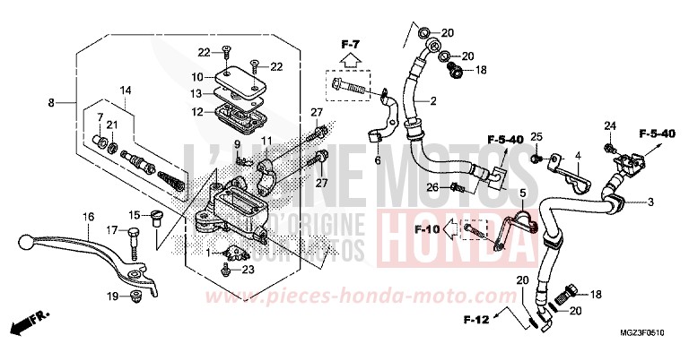 HAUPTBREMSZYLINDER, VORNE ZYLINDER (ABS) von CBR500R ROSS WHITE (NH196) von 2014