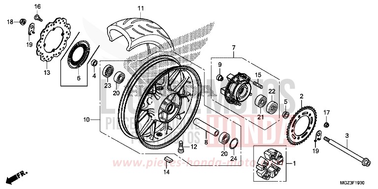 HINTERRAD von CBR500R ROSS WHITE (NH196) von 2014