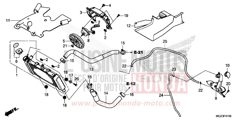 KUEHLER von CBR500R ROSS WHITE (NH196) von 2014