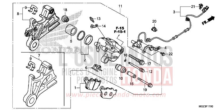 HINTERRAD-BREMSSATTEL von CBR500R GRAPHITE BLACK (NHB01) von 2014