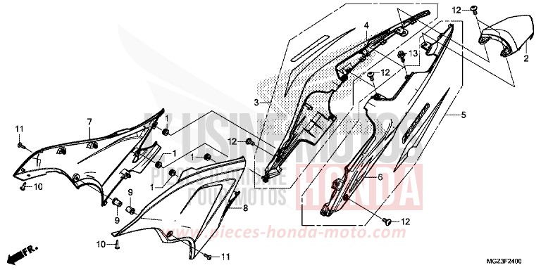 SEITENABDECKUNG/WINDLAUF, HINTEN von CBR500R GRAPHITE BLACK (NHB01) von 2014