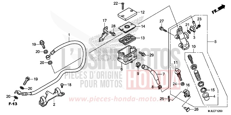 REAR BRAKE MASTER CYLINDER (NC750S) von NC750S MAT PEARL GLARE WHITE (NHB54) von 2014