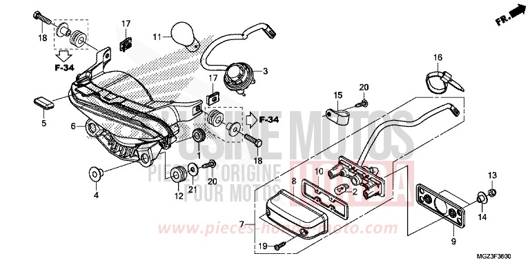 HECKLEUCHTE von CBR500R SEAL SILVER METALLIC (NHA14) von 2014
