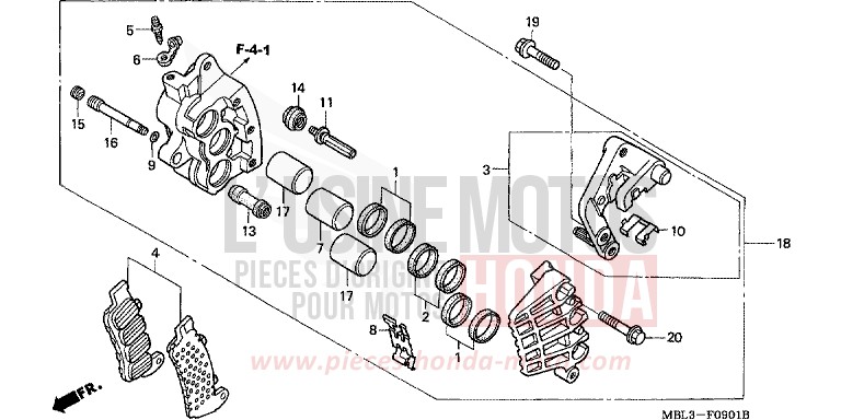 BREMSSATTEL, R. VORNE (NT650V2/3/4/5) von Deauville SHASTA WHITE (NH138) von 2003
