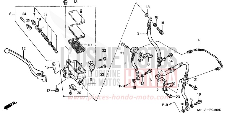 VORDERRADBREMSE (NT650VW/X/Y/1) von Deauville PEARL RASPBERRY BLACK (RP147) von 1999