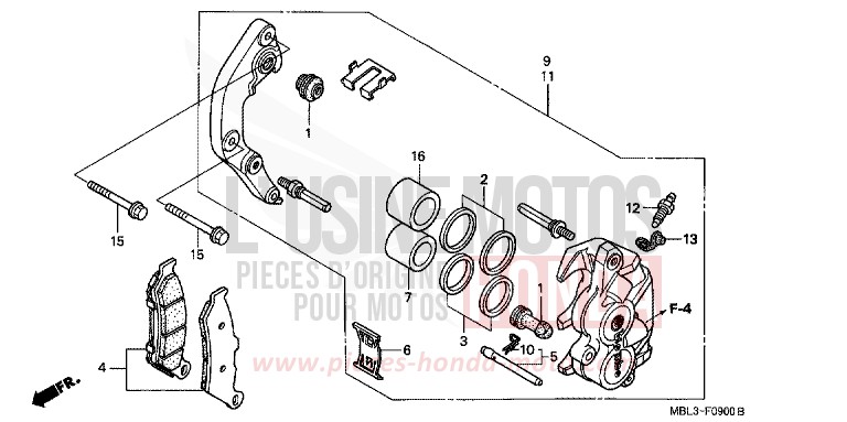 VORDERRAD-BREMSSATTEL (NT650VW/X/Y/1) von Deauville SENSITIVE BLUE METALLIC (PB230) von 2000