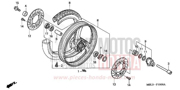 VORDERRAD von Deauville SENSITIVE BLUE METALLIC (PB230) von 2000