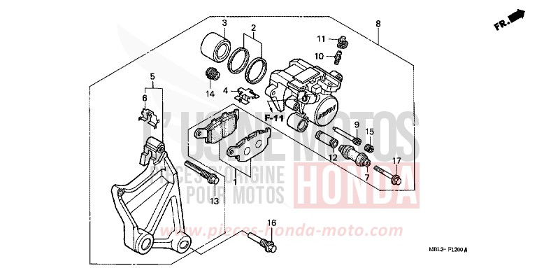 HINTERRAD-BREMSSATTEL (NT650VW/X/Y/1) von Deauville SENSITIVE BLUE METALLIC (PB230) von 2000