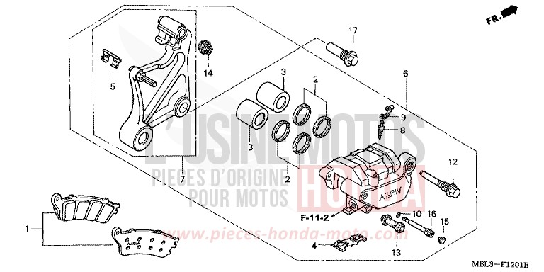 HINTERRAD-BREMSSATTEL (NT650V2/3/4/5) von Deauville ACCURATE SILVER METALLIC (NH146) von 2002