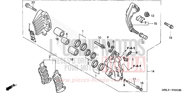 BREMSSATTEL, L. VORNE (NT650V2/3/4/5) von Deauville SHIELD SILVER METALLIC (NH480) von 2004