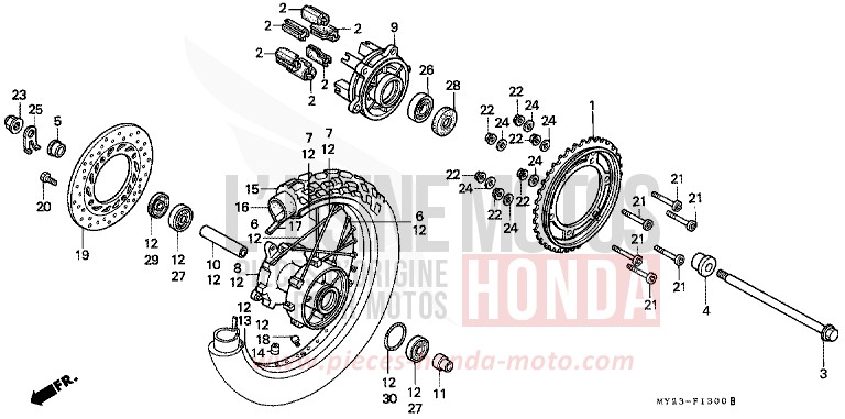 HINTERRAD von Dominator FIGHTING RED (R134B) von 1992