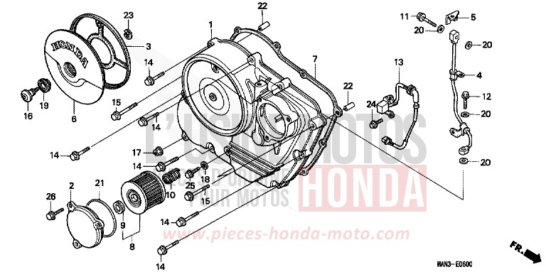KURBELGEHAEUSEABDECKUNG von Dominator MAGNA RED (R201B) von 1996