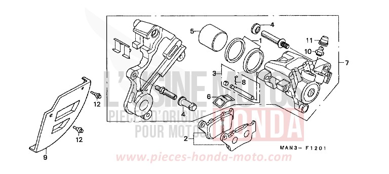 HINTERRAD-BREMSSATTEL (2) von Dominator MAGNA RED (R201B) von 1997