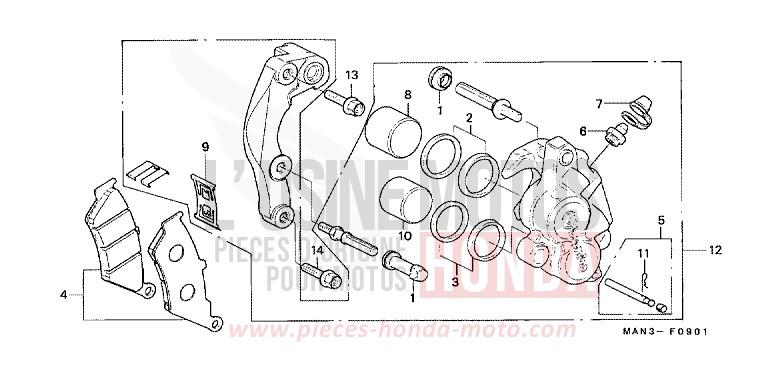 VORDERRAD-BREMSSATTEL (2) von Dominator MAGNA RED (R201) von 1998