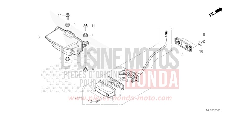 FEU ARRIERE/FEU D'IMMATRICULATION von CB750A GRAPHITE BLACK (NHB01) von 2023