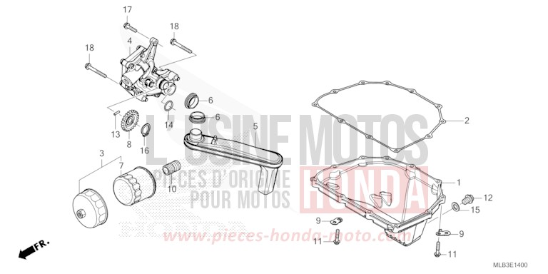 CARTER D'HUILE/POMPE A HUILE von CB750A PEARL GLARE WHITE (NHB53) von 2023