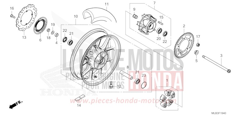 ROUE ARRIERE von CB750A MAT IRIDIUM GRAY METALLIC (NHC64) von 2023
