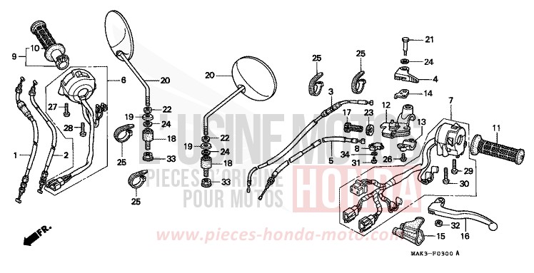 HEBELGRIFF/SCHALTER/ KABEL von SLR BEAK YELLOW (Y132) von 1998