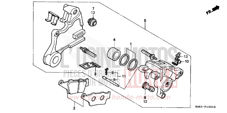 HINTERRAD-BREMSSATTEL von SLR BEAK YELLOW (Y132) von 1998