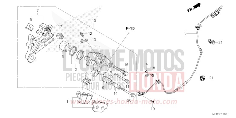 HINTERRAD-BREMSSATTEL von CB750A PEARL GLARE WHITE (NHB53) von 2023