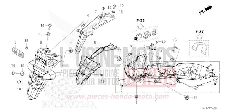 KOTFLUEGEL, HINTEN von CB750A PEARL GLARE WHITE (NHB53) von 2023