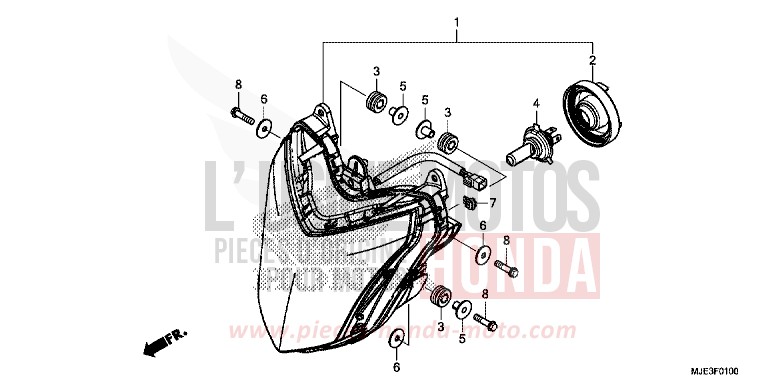 SCHEINWERFER (1) von CBR650F MAT GUNPOWDER BLACK METALLIC (NH436K) von 2016