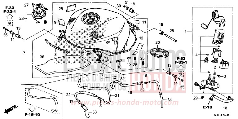 KRAFTSTOFFTANK von CBR650F MILLENNIUM RED (R263) von 2017