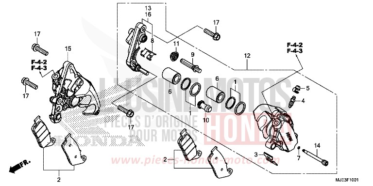 VORDERRAD-BREMSSATTEL (2) von CBR650F MAT GUNPOWDER BLACK METALLIC (NH436) von 2017