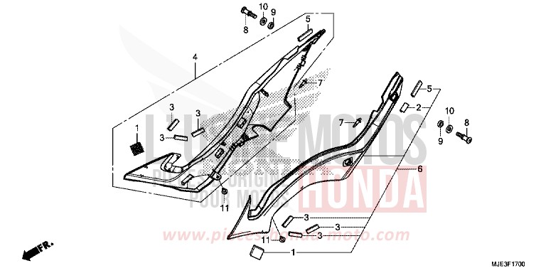 SEITENABDECKUNG von CBR650F PEARL METALLOID WHITE (NHA96) von 2017
