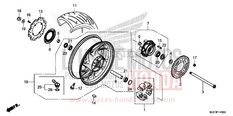 HINTERRAD von CBR650F SWORD SILVER METALLIC (NHA95) von 2017