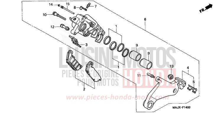 HINTERRAD-BREMSSATTEL (ST1100) von Pan-European CANDY GRACEFUL RED-U (R151) von 2000