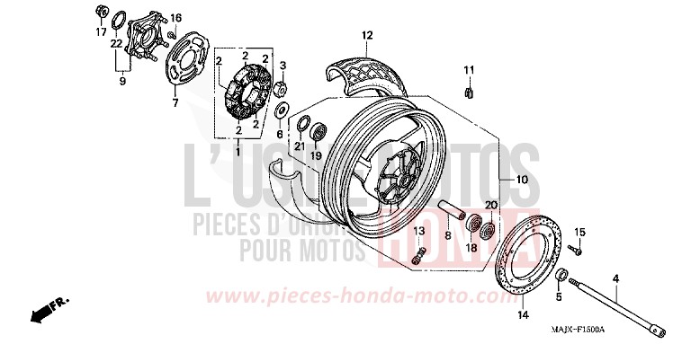 HINTERRAD (ST1100) von Pan-European MIDDY BLUE METTALIC (B162) von 2000