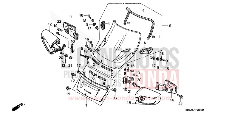 WIND SCREEN von Pan-European MIDDY BLUE METTALIC (B162) von 2000