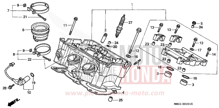 ZYLINDERKOPF, HINTEN von VFR800F ITALIAN RED (R157) von 1998