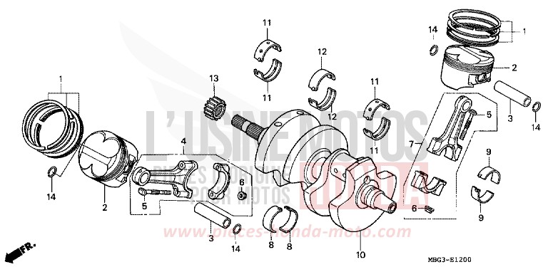 KURBELWELLE/KOLBEN von VFR800F MUTE BLACK METALLIC (NH359) von 1998