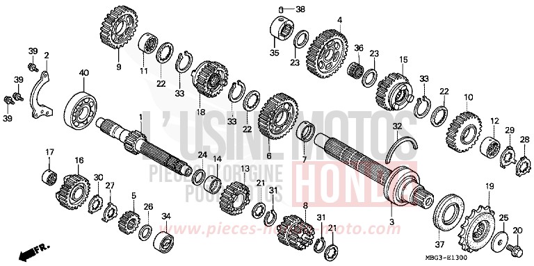 GETRIEBE von VFR800F MUTE BLACK METALLIC (NH359) von 1998