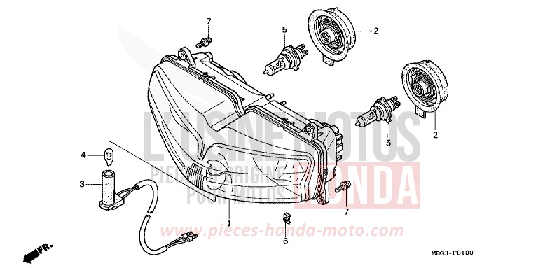 SCHEINWERFER von VFR800F MUTE BLACK METALLIC (NH359) von 1998